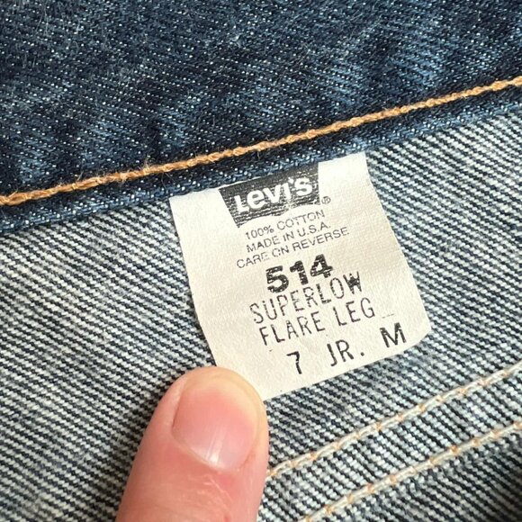 Vintage 00s Y2K Levi’s 514 Super Low Flare Leg Jeans Dark Wash Size 6 - Picture 6 of 8